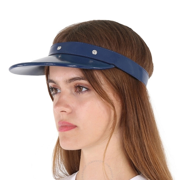 BURBERRY Ink Blue Removable Zipper Pocket Vinyl Visor Logo NWT - Picture 14 of 16